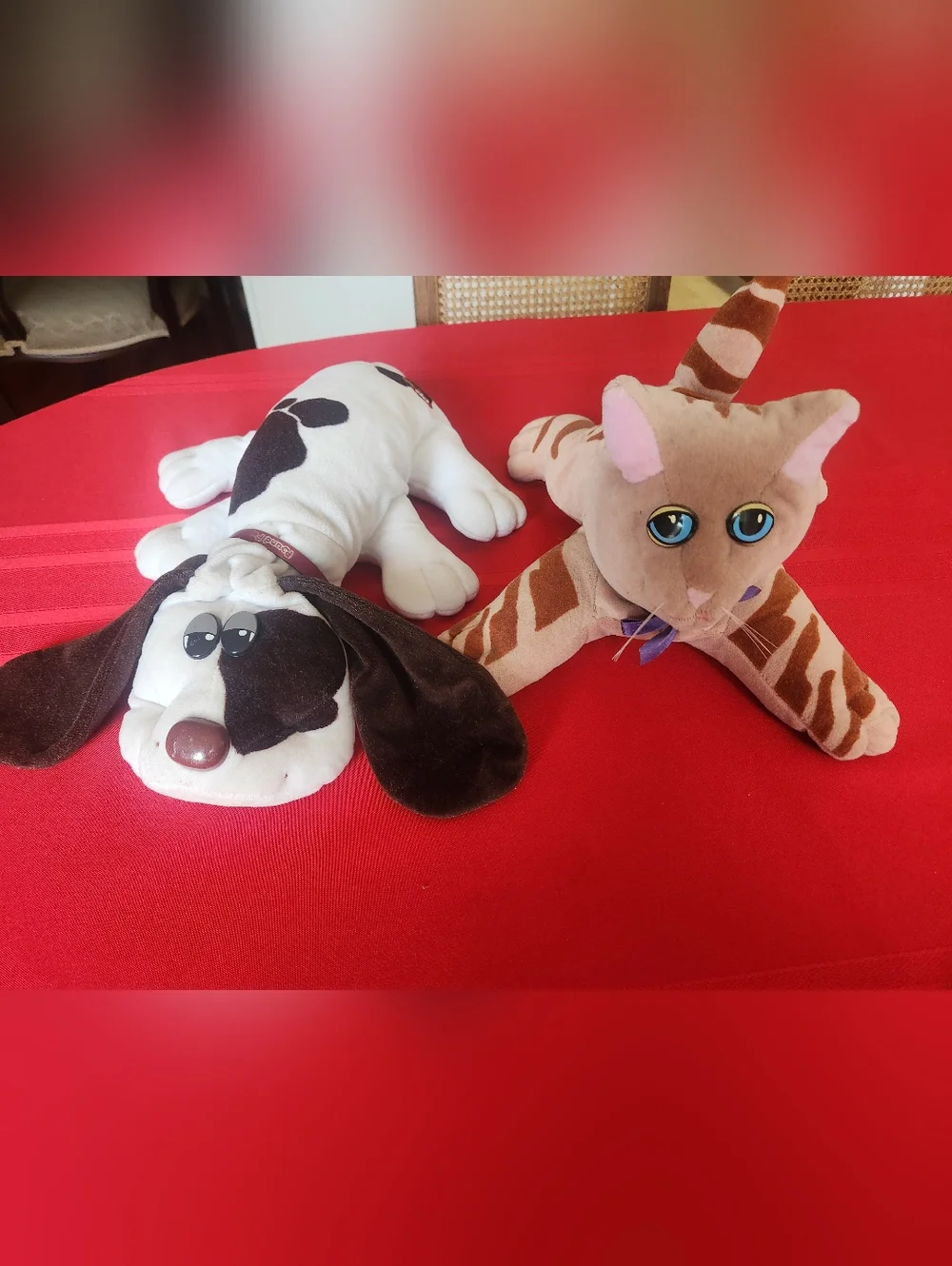 Vintage 1985 Pound Puppies Cat Orange Tabby And Brown And White Puppy Plush